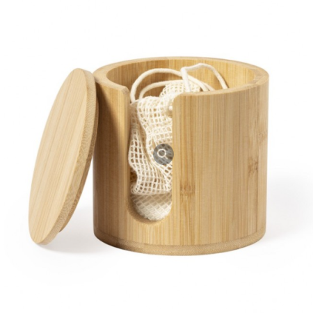 Dischetti struccanti lavabili in cotone | 10 dischetti struccanti riutilizzabili con porta dischetti in bambù