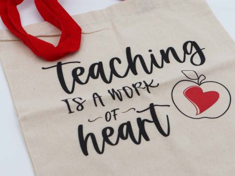 Tote bag "teaching is a work of heart"