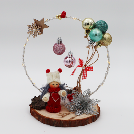 Cerchio con lucine - Folletta bianca con palloncini e fiore