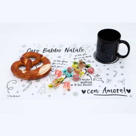 tovaglietta di babbo natale e le renne bianca