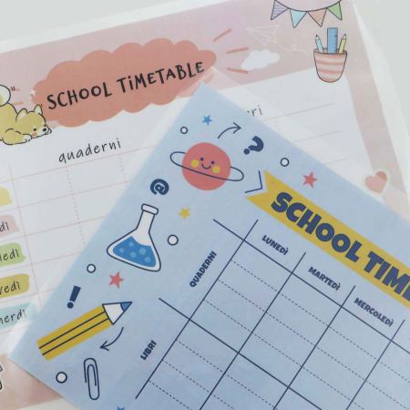 School Timetable azzurro e rosa orizzontale