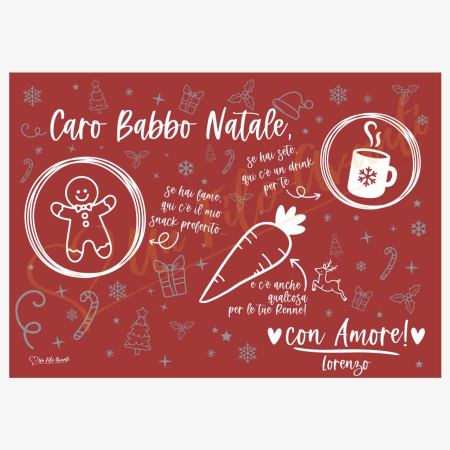 Tovaglietta per Babbo Natale e per le renne - rossa personalizzata