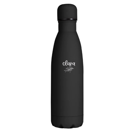 Borraccia termica soft touch 500 ml incisa a laser - nera personalizzata