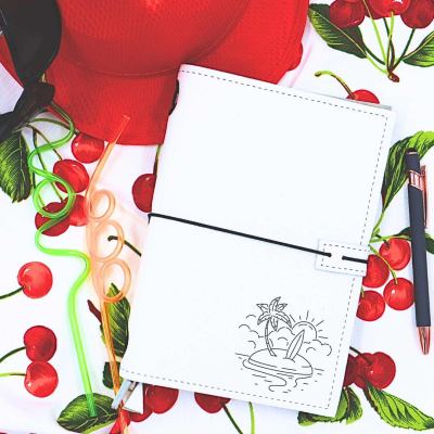 Midori A5 personalizzata con immagine di una spiaggia