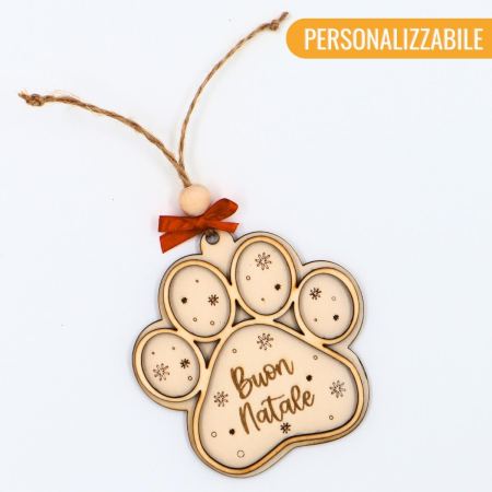 Zampa personalizzabile - decorazione da appendere all'albero di Natale
